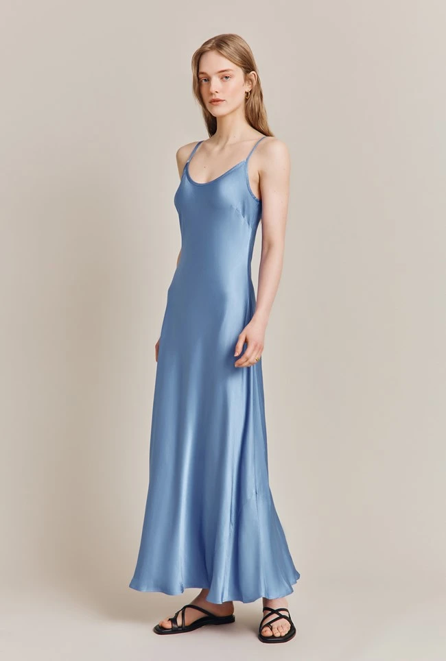 Joelle Satin Midi Dress Cornflower Blue 3 Joelle Satin Midi Dress Cornflower Blue