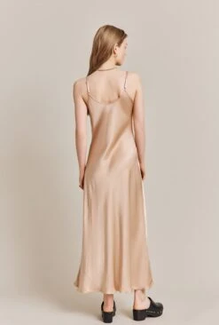 Joelle Satin Midi Dress Stone -Ghost Fashion Store D06G062 N10 27604 650px 964px
