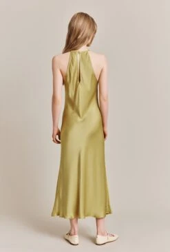 Elsie Satin Midi Dress Olive -Ghost Fashion Store D06G064 J18 27838 650px 964px