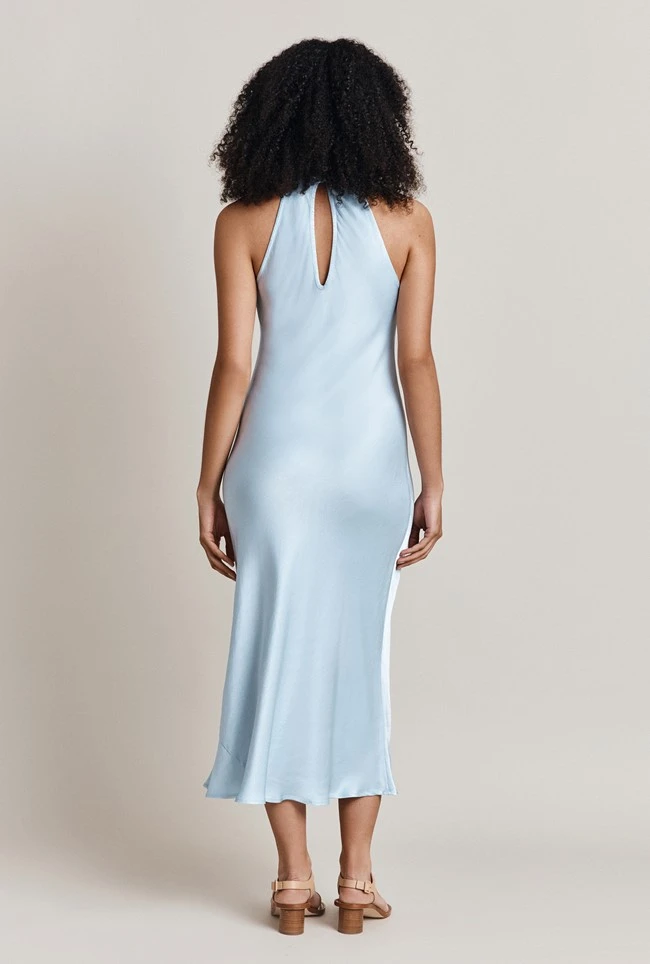 Elsie Satin Midi Dress Chambray Blue 5 Elsie Satin Midi Dress Chambray Blue - Image 3