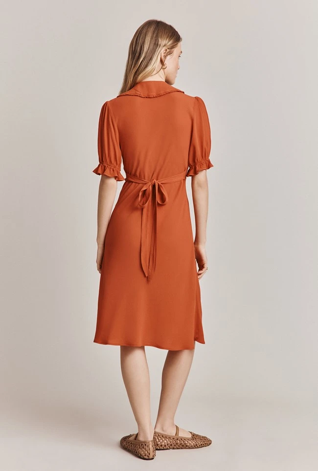 Lili Crepe Knee Length Dress Burnt Orange 6 Lili Crepe Knee Length Dress Burnt Orange - Image 4