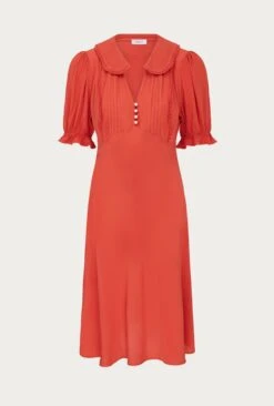 Lili Crepe Knee Length Dress Burnt Orange 11 Lili Crepe Knee Length Dress Burnt Orange -Ghost Fashion Store D06G066 F16 27932 650px 964px
