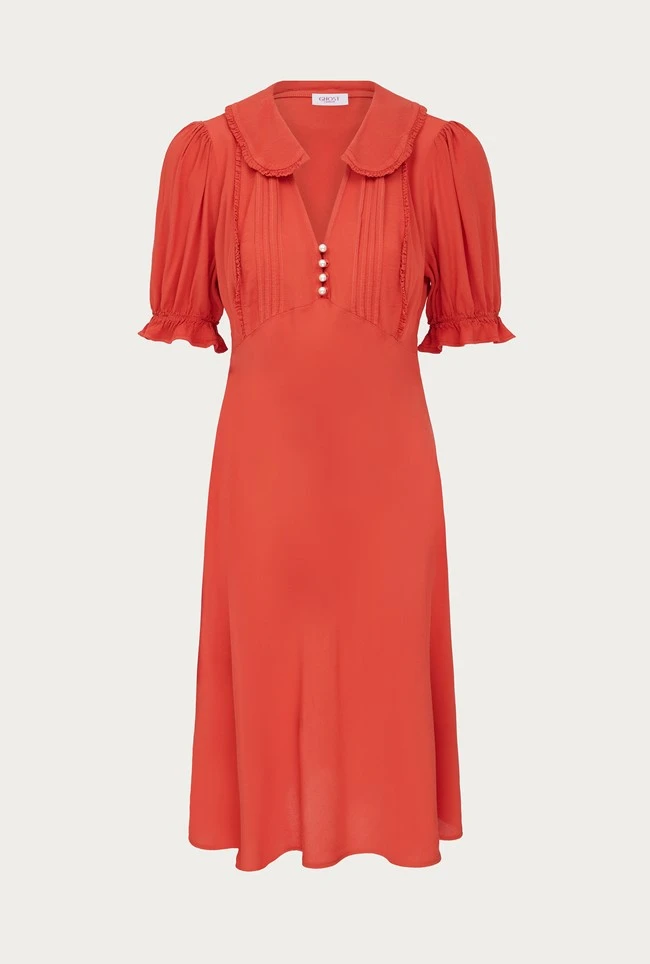 Lili Crepe Knee Length Dress Burnt Orange 7 Lili Crepe Knee Length Dress Burnt Orange - Image 5