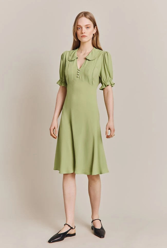 Lili Crepe Knee Length Dress Leaf 4 Lili Crepe Knee Length Dress Leaf - Image 2