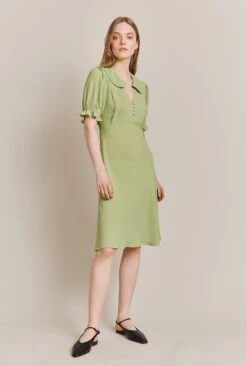 Lili Crepe Knee Length Dress Leaf 9 Lili Crepe Knee Length Dress Leaf -Ghost Fashion Store D06G066 J22 27904 650px 964px