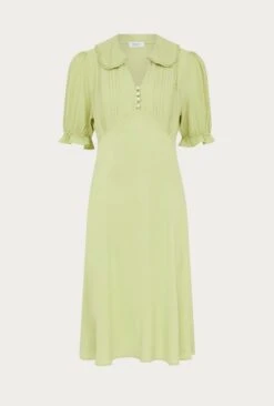 Lili Crepe Knee Length Dress Leaf 11 Lili Crepe Knee Length Dress Leaf -Ghost Fashion Store D06G066 J22 27907 650px 964px