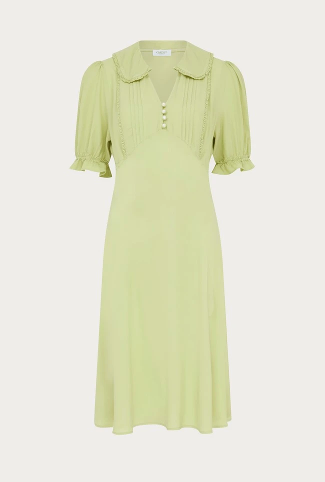 Lili Crepe Knee Length Dress Leaf 7 Lili Crepe Knee Length Dress Leaf - Image 5