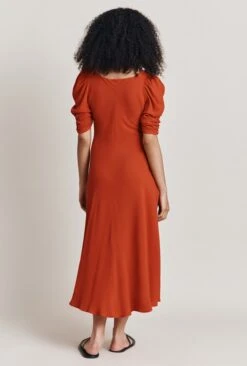 Penelope Crepe Midi Dress Orange Scatter Buds -Ghost Fashion Store D06G072 F16 28265 650px 964px