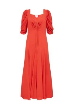 Penelope Crepe Midi Dress Orange Scatter Buds -Ghost Fashion Store D06G072 F16 28268 650px 964px