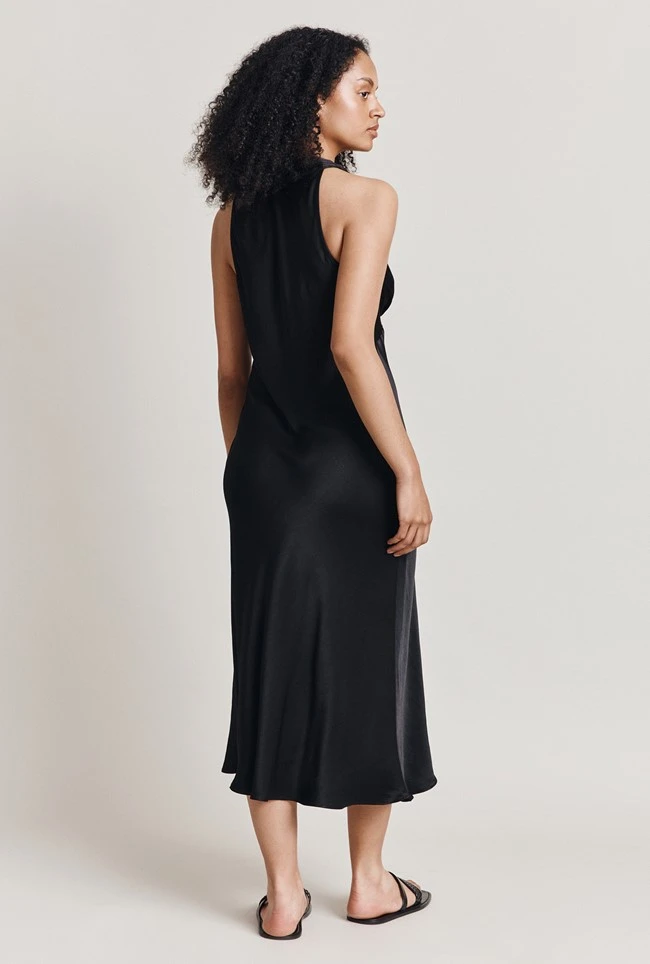 Lua Satin Midi Dress Black 6 Lua Satin Midi Dress Black - Image 4