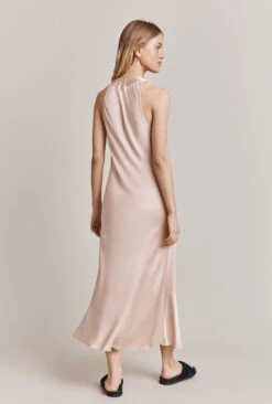 Lua Satin Midi Dress Oyster -Ghost Fashion Store D06G076 N29 28393 650px 964px