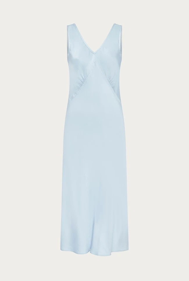 Summer Satin Midi Dress Chambray Blue 7 Summer Satin Midi Dress Chambray Blue - Image 5