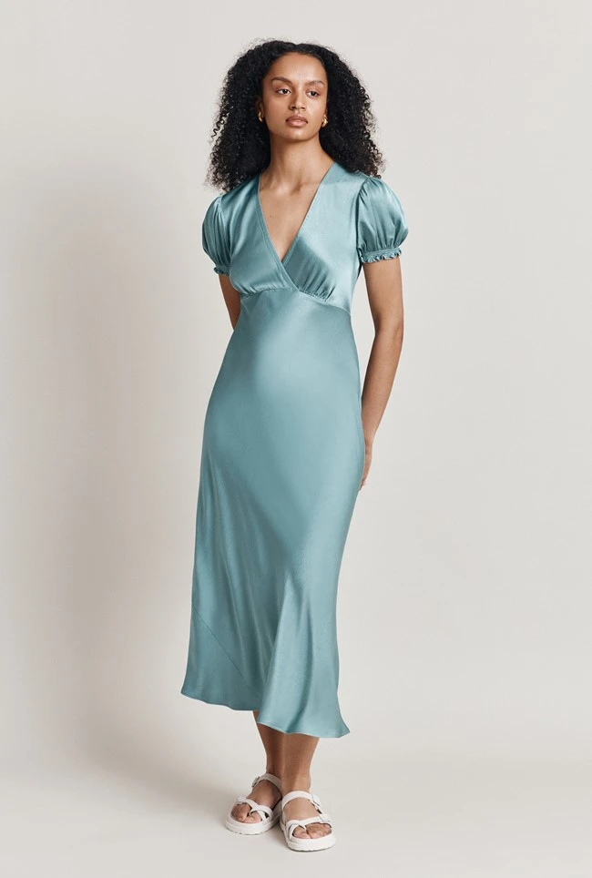 Clemence Satin Midi Dress Petrol Green 3 Clemence Satin Midi Dress Petrol Green - Image 2