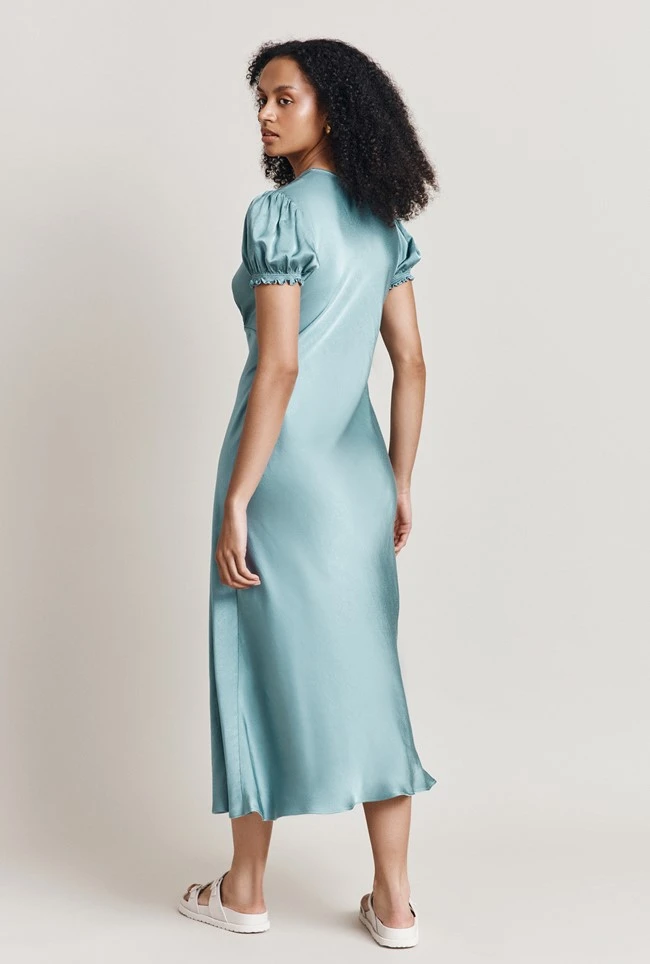 Clemence Satin Midi Dress Petrol Green 4 Clemence Satin Midi Dress Petrol Green - Image 3