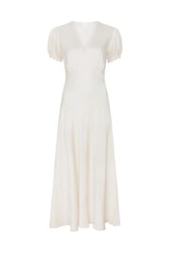 Clemence Satin Midi Dress Ivory -Ghost Fashion Store D06G084 M12 28047 650px 964px