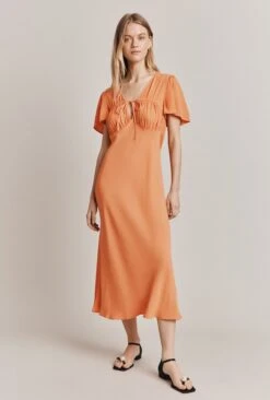 Laura Crepe Midi Dress Orange 9 Laura Crepe Midi Dress Orange -Ghost Fashion Store D06G085 F23 27815 650px 964px