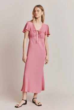Laura Crepe Midi Dress Pale Rose 10 Laura Crepe Midi Dress Pale Rose -Ghost Fashion Store D06G085 H22 27818 650px 964px