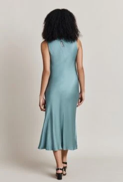 Steph Satin Midi Dress Petrol Green -Ghost Fashion Store D06G087 K72 28142 650px 964px