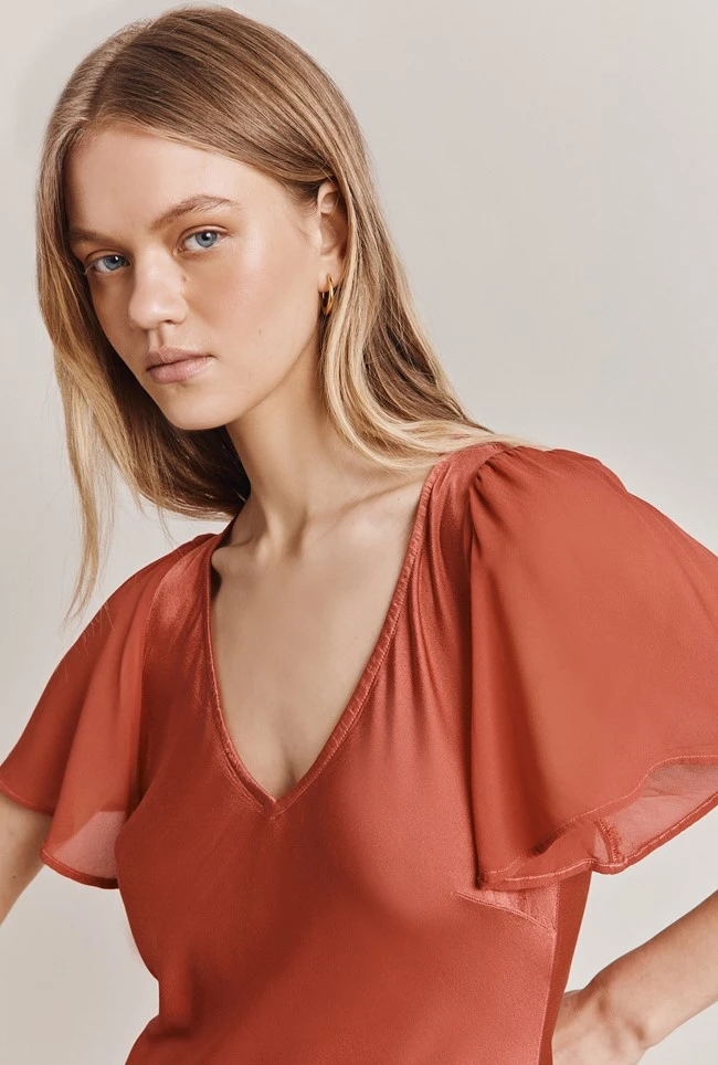 Jennifer Satin Midi Dress Orange 5 Jennifer Satin Midi Dress Orange - Image 3