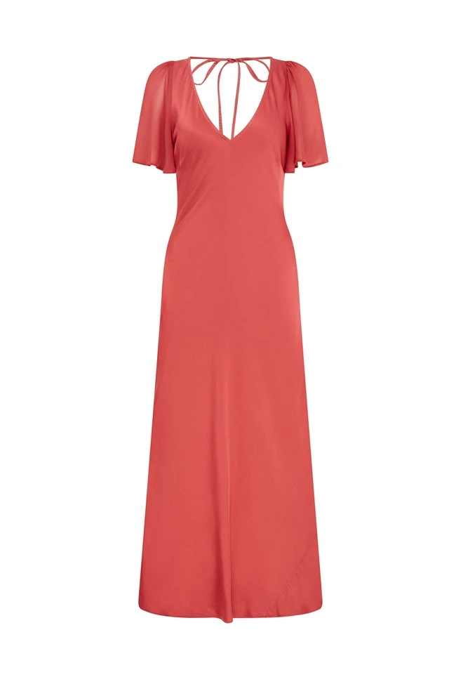 Jennifer Satin Midi Dress Orange 7 Jennifer Satin Midi Dress Orange - Image 5