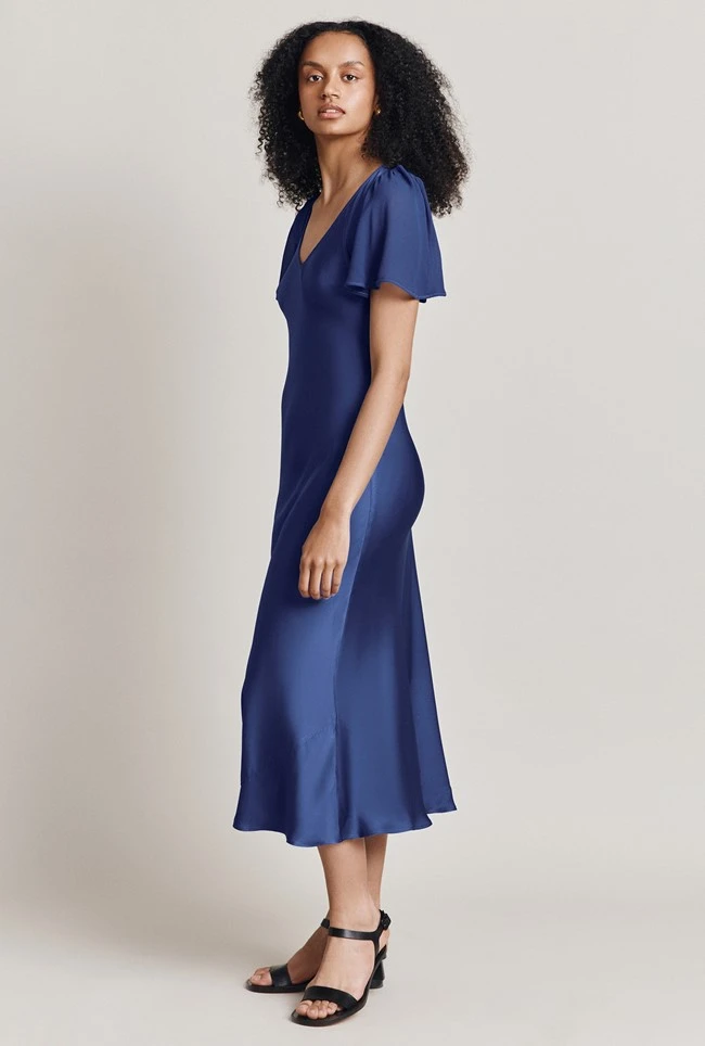 Jennifer Satin Midi Dress Blue 4 Jennifer Satin Midi Dress Blue - Image 2