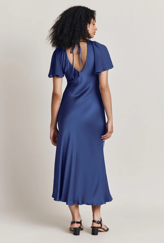 Jennifer Satin Midi Dress Blue 6 Jennifer Satin Midi Dress Blue - Image 4