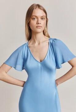 Jennifer Satin Midi Dress Cornflower Blue -Ghost Fashion Store D06G089 K92 28417 650px 964px