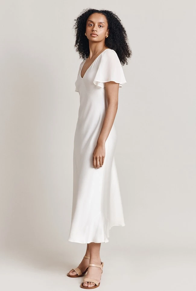 Jennifer Satin Midi Dress Ivory 3 Jennifer Satin Midi Dress Ivory