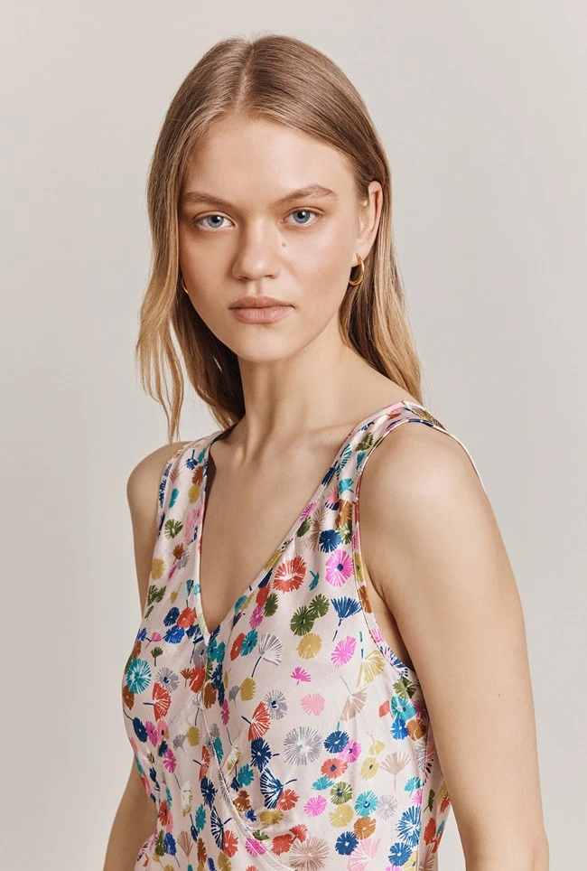 Summer Umbrella Petals Satin Midi Dress Pink Umbrella Petals 3 Summer Umbrella Petals Satin Midi Dress Pink Umbrella Petals