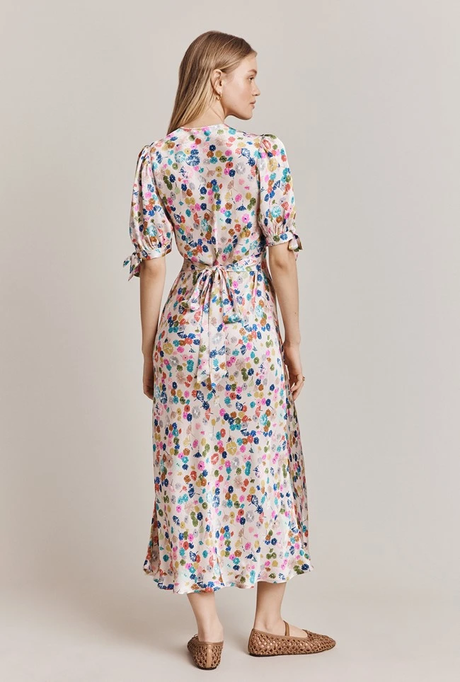 Josephine Satin Midi Dress Pink Umbrella Petals 7 Josephine Satin Midi Dress Pink Umbrella Petals - Image 5