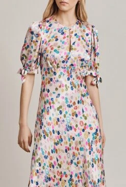 Josephine Satin Midi Dress Pink Umbrella Petals 10 Josephine Satin Midi Dress Pink Umbrella Petals -Ghost Fashion Store D06G096 Z58 28948 650px 964px