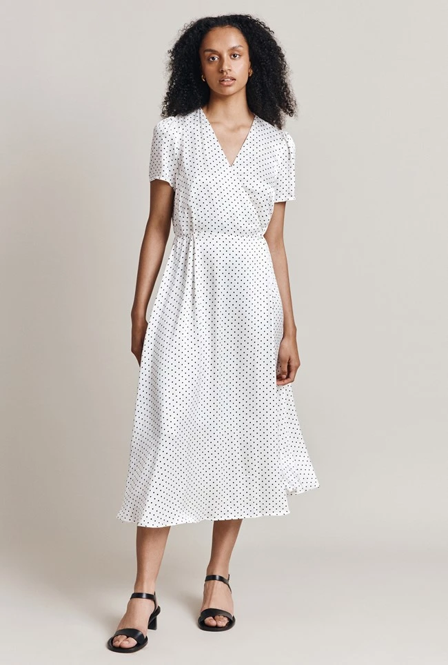 Hana Satin Midi Dress White Spot 4 Hana Satin Midi Dress White Spot - Image 2