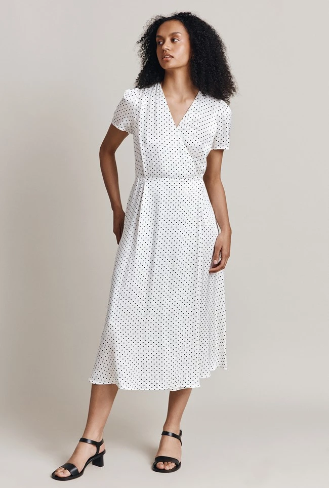 Hana Satin Midi Dress White Spot 5 Hana Satin Midi Dress White Spot - Image 3