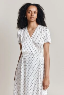 Hana Satin Midi Dress White Spot