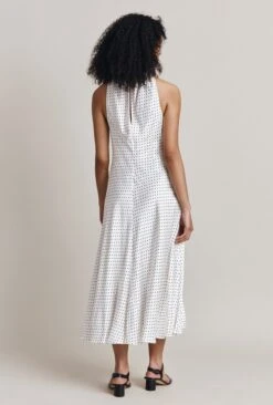 Alena Satin Midi Dress White Spot -Ghost Fashion Store D06G100 Z70 28233 650px 964px