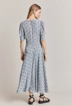 Erika Crepe Midi Dress Blue Paisley -Ghost Fashion Store D06G101 Z60 28348 650px 964px