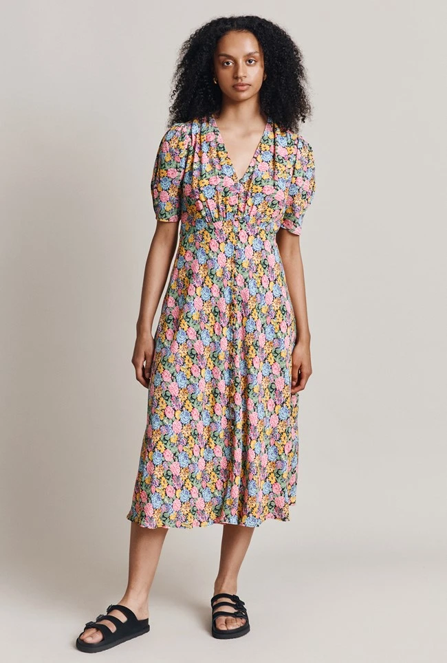 Lucy Crepe Midi Dress Sunshine Floral 6 Lucy Crepe Midi Dress Sunshine Floral - Image 4