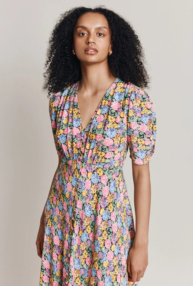 Lucy Crepe Midi Dress Sunshine Floral 4 Lucy Crepe Midi Dress Sunshine Floral - Image 2