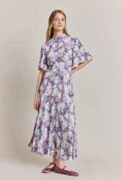 Penny Crepe Midi Dress Blue Dotty Clouds -Ghost Fashion Store D06G103 Z63 28240 650px 964px