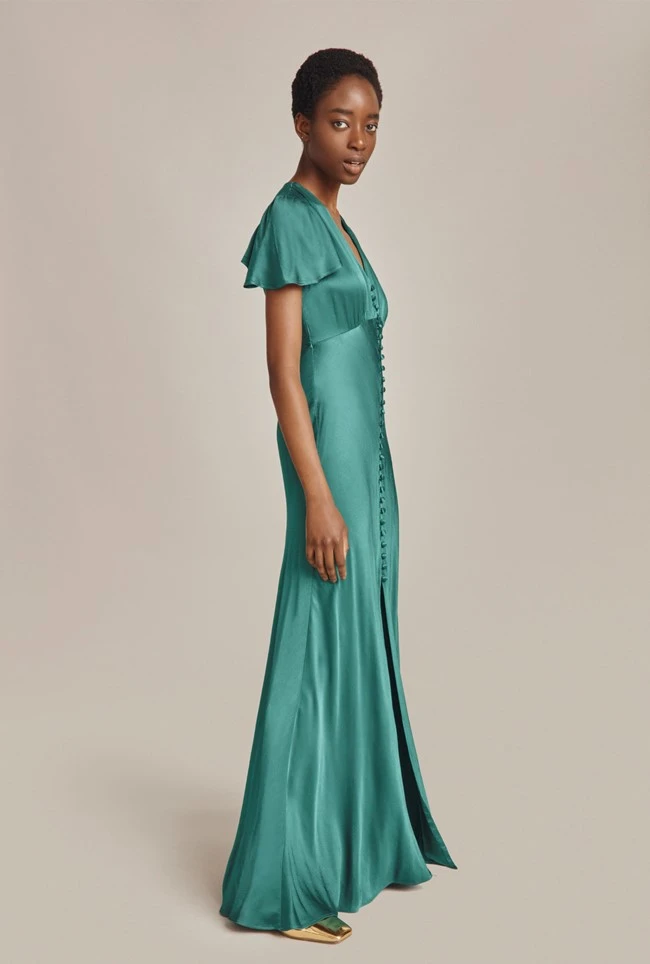 Delphine Satin Maxi Dress Emerald Green 7 Delphine Satin Maxi Dress Emerald Green - Image 5