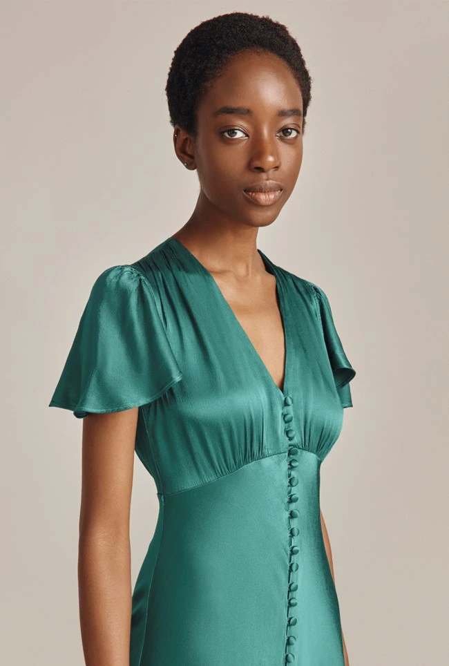 Delphine Satin Maxi Dress Emerald Green 4 Delphine Satin Maxi Dress Emerald Green - Image 2