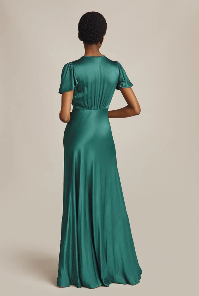 Delphine Satin Maxi Dress Emerald Green 5 Delphine Satin Maxi Dress Emerald Green - Image 3