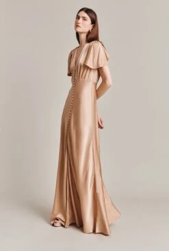 Delphine Satin Maxi Dress Dark Nude -Ghost Fashion Store D07G022 N06 28667 650px 964px