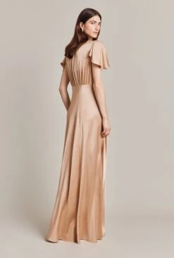 Delphine Satin Maxi Dress Dark Nude -Ghost Fashion Store D07G022 N06 28670 650px 964px