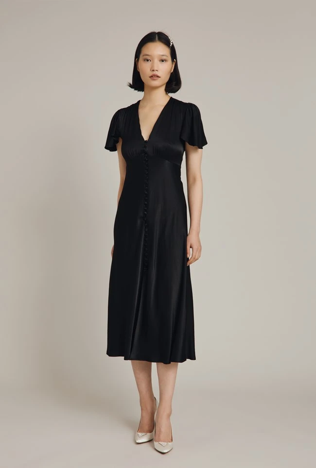 Grace Satin Midi Dress Black 3 Grace Satin Midi Dress Black