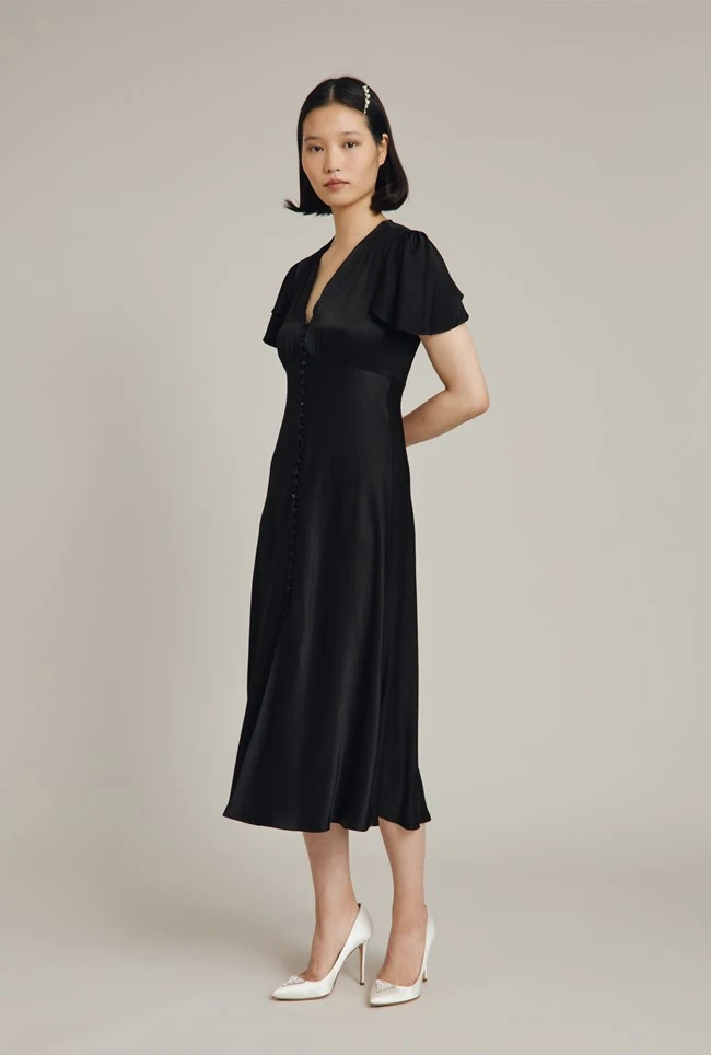 Grace Satin Midi Dress Black 4 Grace Satin Midi Dress Black - Image 2