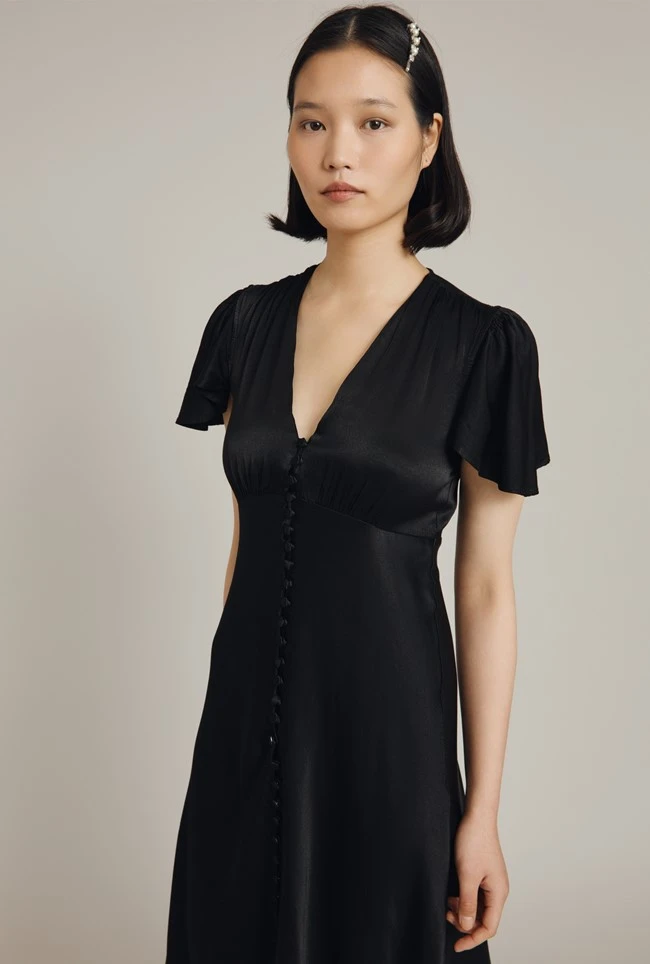 Grace Satin Midi Dress Black 5 Grace Satin Midi Dress Black - Image 3