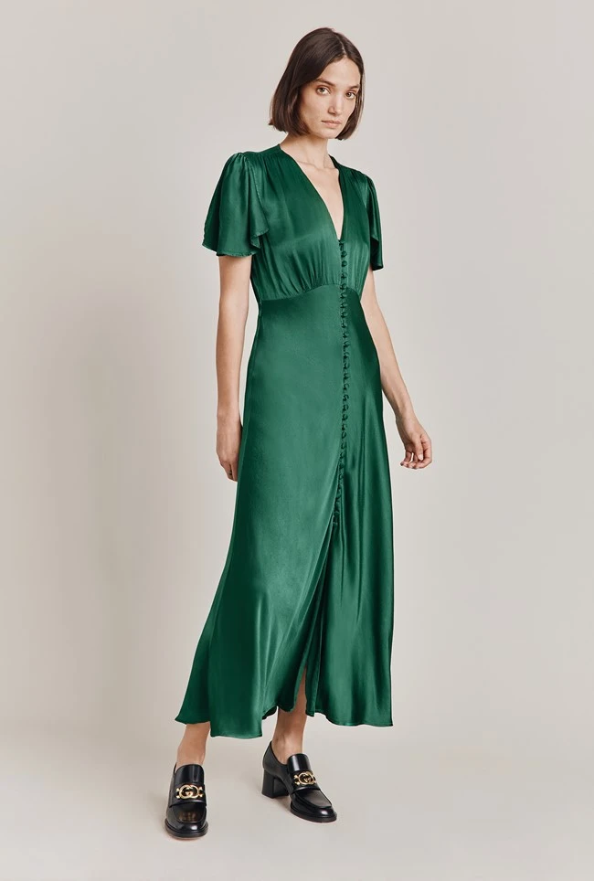 Grace Satin Midi Dress Dark Green 9 Grace Satin Midi Dress Dark Green - Image 7