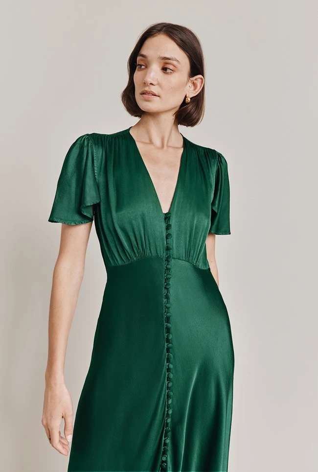 Grace Satin Midi Dress Dark Green 10 Grace Satin Midi Dress Dark Green - Image 8