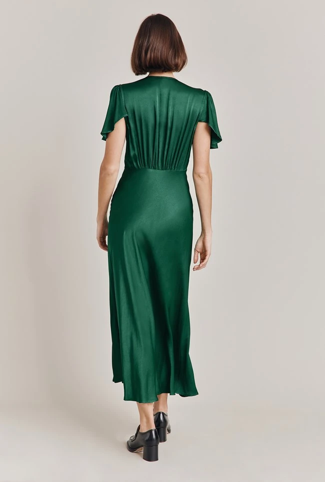 Grace Satin Midi Dress Dark Green 12 Grace Satin Midi Dress Dark Green - Image 10